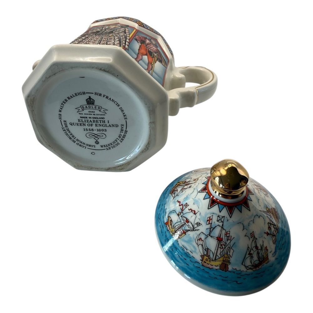 Sadler England Teapot Set – Henry VIII &‎ Elizabeth I Crown Top Vintage - Picture 13 of 16